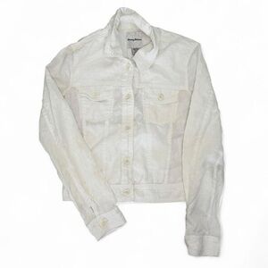 Tommy Bahama “Two Palms Linen Raw-Edge Jacket” in White